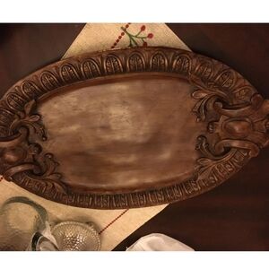 Southern Living At Home Brown Brimfield Resin Wood Grain Oval Tray Platter